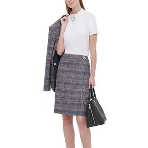 Calvin Klein Petite Plaid Tweed Pencil Skirt 4P NWT